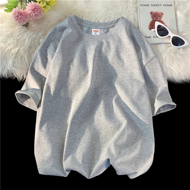 LEGIBLE Summer short sleeve T-Shirt  Women Tee Shirt  Loose Solid Basic T Shirt Women Casual O-neck Hipster Tshirt Top