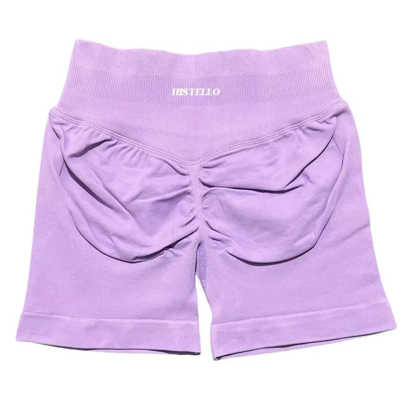 HISTELLO Sports Shorts Low Waist Seamless Scrunch Stretch Women Breathable Elastic Fitness Running Gym Yoga Workout Leggings