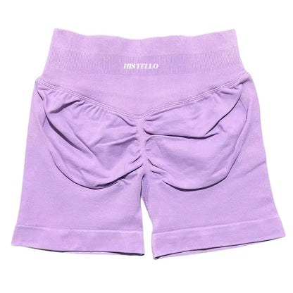 HISTELLO Sports Shorts Low Waist Seamless Scrunch Stretch Women Breathable Elastic Fitness Running Gym Yoga Workout Leggings