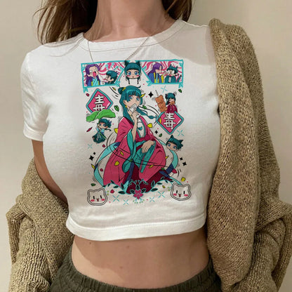 Maomao the Apothecary Diaries crop top y2k cute harajuku Slim Fit Cute babydoll summer girls tees