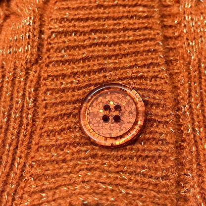 Glittery TS Cardigan Women Orange Chunky Knit Sweater with Star Embroidery Gold Thread Showgirl Cardigan Tay Cardi TLOAS
