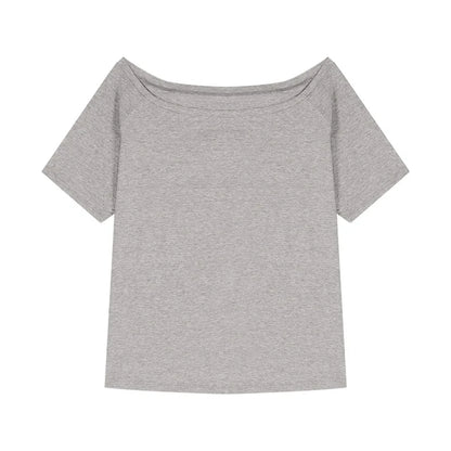 2026 Summer Off Shoulder T-shirt Women Sexy Y2K Korean Fashion Crop Tops Woman Vintage Japanese White Tee Shirt Femme Clothes