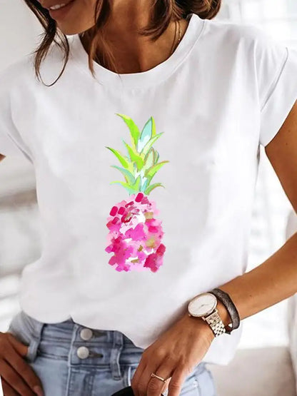 Women's Short-sleeved Explosive Insect Butterfly Dragonfly Print Round Neck T-shirt Women Clothes  Oversized T Shirt  Harajuku