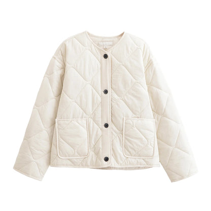 Nlzgmsj Autumn Winter Women's Solid Single-breasted O-Neck Jacket Fashion  Long Sleeve Coat  Street Casual  Short  Jacket