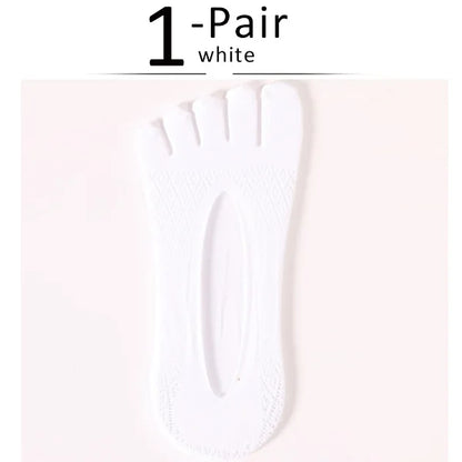 1/5 Pairs Summer Invisible No Show Five Finger Socks Mens Thin Velvet Non-Slip Mesh Breathable Elastic Solid Silk Socks Toes