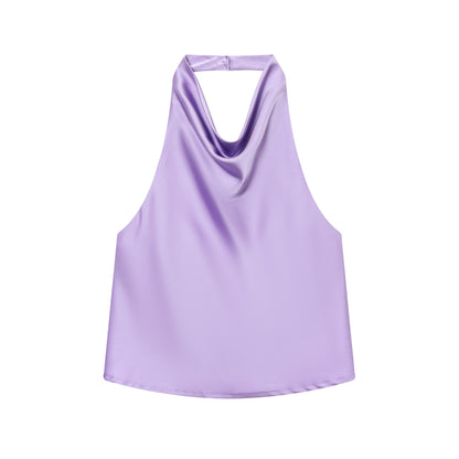TFMLN 2025 Women Sexy Halter Top Spring Summer Sexy Backless High Street Waistcoat Female Fashion Solid Elegant Halter Neck Tops
