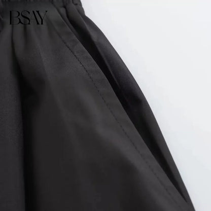 BSAY Women's Fashion Spring New Black Wide Pleated Swing Vintage Chic Female High Waist  Elegant A-line Long Skirt Mujer