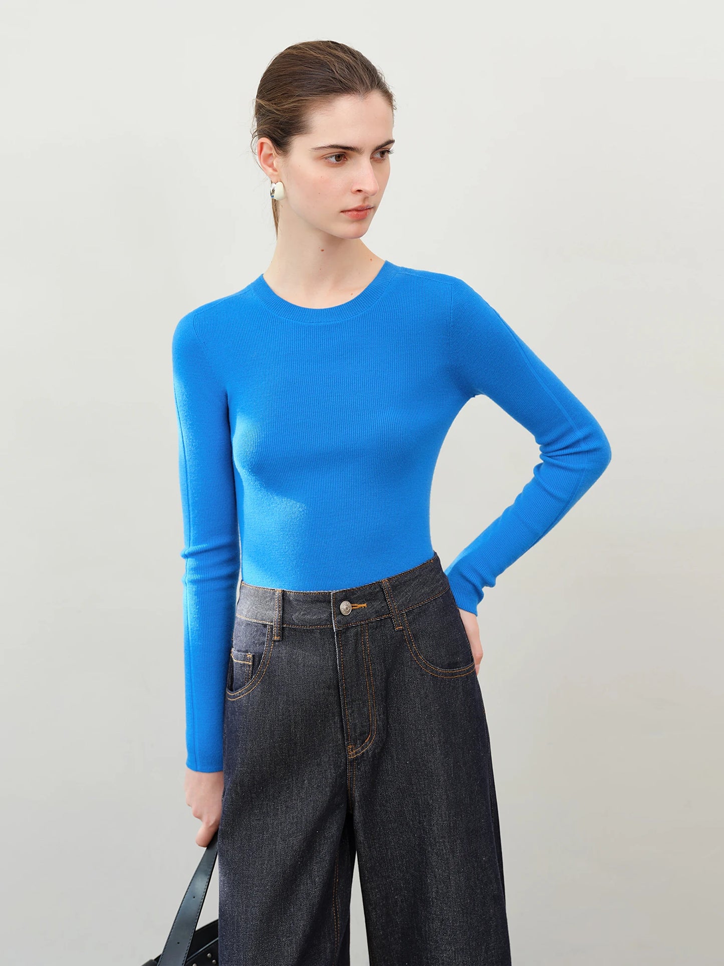 FSLE【Premium Series】German Biella Wool Autumn Super Fine Washable Seamless One-Piece Mock Neck Thermal Base Layer Shirt Women