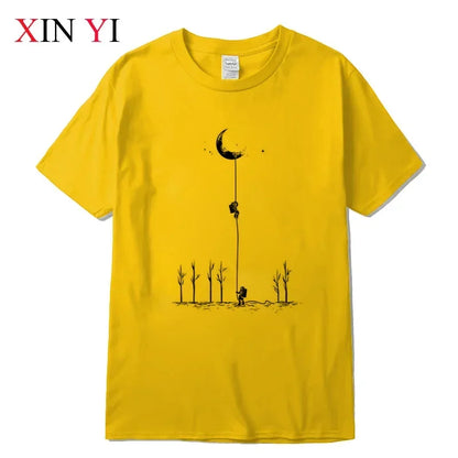 Summer Men's High Quality 100% Cotton Cool Funny Astronaut Print Casual Loose O-neck for Men T-shirt Male T-shirt Hip Hop Tee