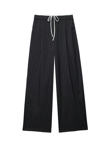 Willshela Women Fashion Solid Lace Up Side Zipper Straight Pants Vintage High Elastic Waist Female Chic Lady Trousers