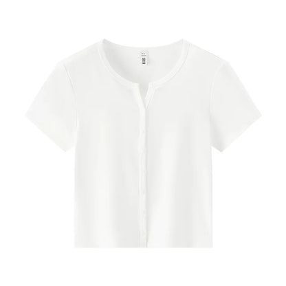 Semir Short Sleeve T-Shirt Women Cropped Petite-Friendly Elegant 2025 New Summer Embroidered Slim Fit Cardigan Versatile