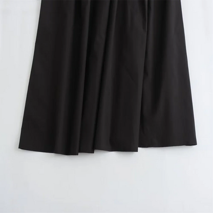 Mooyufon 2025 Women's temperament versatile loose and casual solid color high waisted skirt medium length A-line skirt