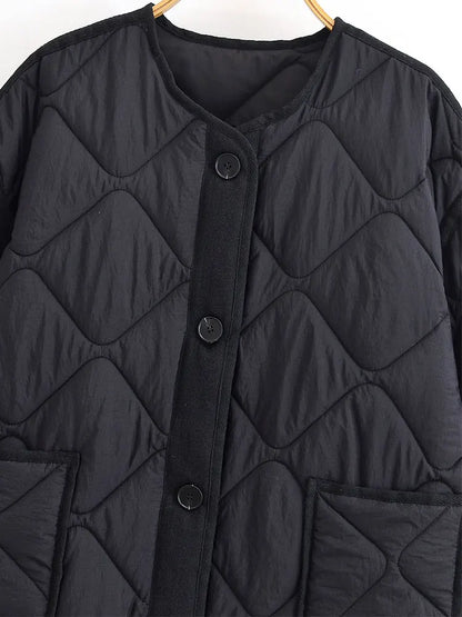 Nlzgmsj Autumn Winter Women's Solid Single-breasted O-Neck Jacket Fashion  Long Sleeve Coat  Street Casual  Short  Jacket