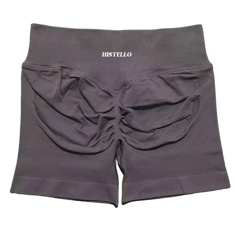 HISTELLO Sports Shorts Low Waist Seamless Scrunch Stretch Women Breathable Elastic Fitness Running Gym Yoga Workout Leggings