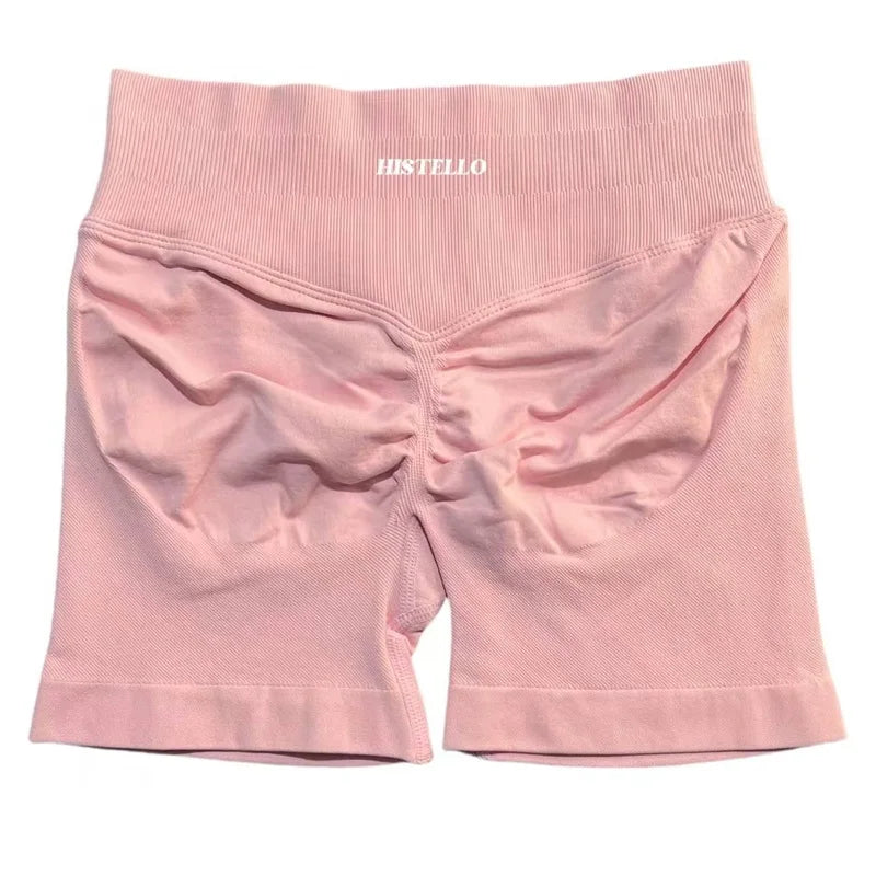 HISTELLO Sports Shorts Low Waist Seamless Scrunch Stretch Women Breathable Elastic Fitness Running Gym Yoga Workout Leggings