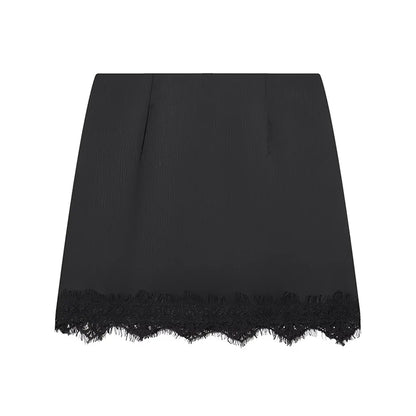 Women Mini Lace Skirt Sexy A-line Pleated High Waist Skirt for Women Spring Summer New Lace Short Skirt