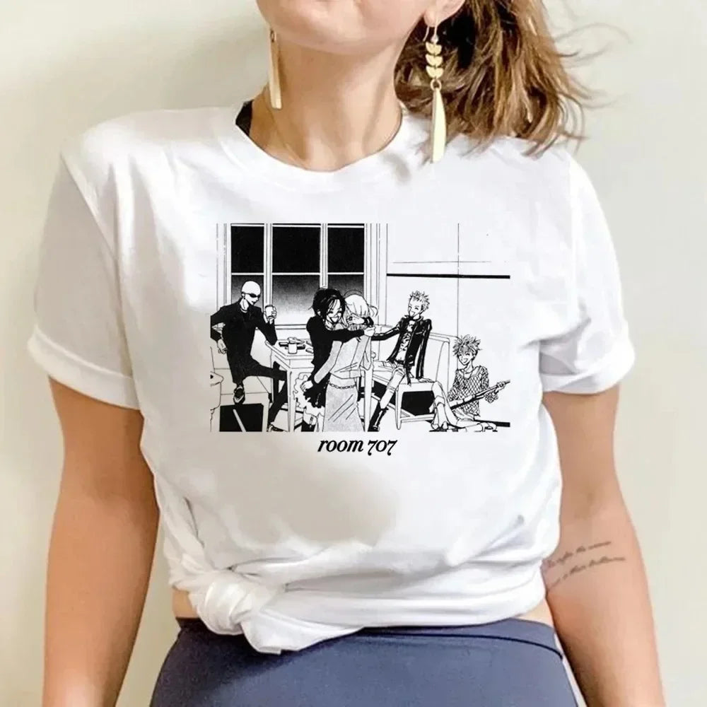 NANA Japanese Anime T-shirt Cartoon Print Unisex Tops Black Stones Streetwear Sweatshirt Men Women Tees Female Streetwear