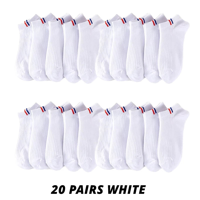 5/10/20 Pairs Of Thin Summer Blending Boat Socks Plain Color Mens Casual Socks Breathable Sweat Absorbing Calibration Socks