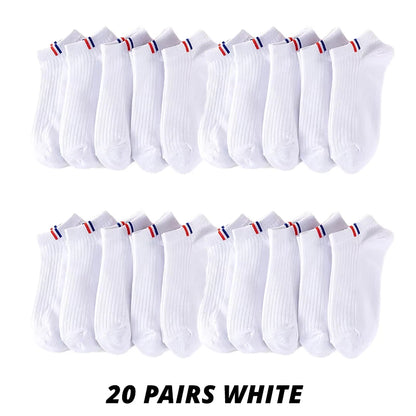 5/10/20 Pairs Of Thin Summer Blending Boat Socks Plain Color Mens Casual Socks Breathable Sweat Absorbing Calibration Socks