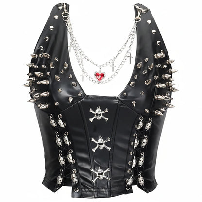 Goth Top Y2K Clothes Women's Tanks Emo Clothing Gothic Boho Tops with Spikes Punk Rock Teens Festival Spiked Bra Grunge T shirt