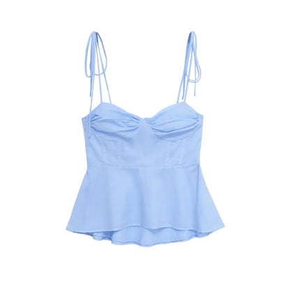 Asymmetric Bustier Tops for Women, Sweetheart Neck, Tied Thin Straps, Side Zipper, Female Camis, Sexy Fashion