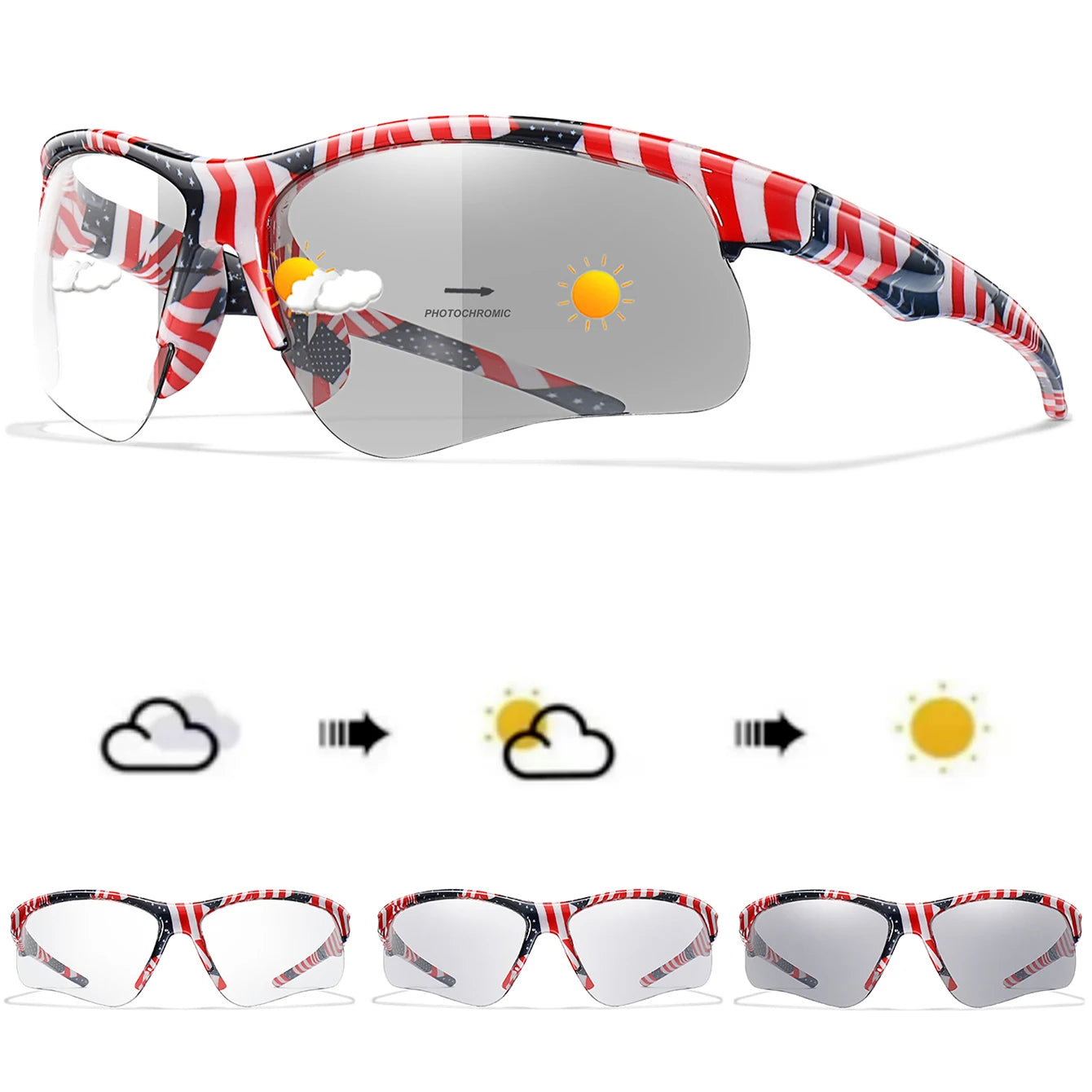Trendy Style Photochromic Sunglasses For Men Women Outdoor Mtb Bicycle Cycling Runnging Eyewear Sports Bike Windproof Goggles