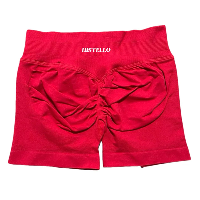 HISTELLO Sports Shorts Low Waist Seamless Scrunch Stretch Women Breathable Elastic Fitness Running Gym Yoga Workout Leggings
