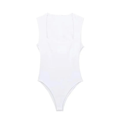 MUJER Woman Black Body Sleeveless Bodysuit Women Square Neck Sexy Lingerie For Women Body Wide Straps Bodycon Summer 2025 Tops