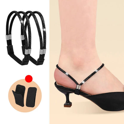 High Heels Shoes Band Anti-loose for Women Diamond Shoelaces Anti-drop Heel Straps Belt Drill Elastic Fixing Belts Rhinestone