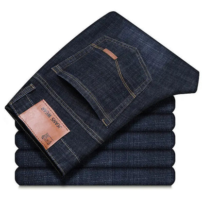 Men Fashion Straight Jeans Men 2025 New Stretch Slim Fit Pants Comfortable Soft Business Denim Trousers Male Brand Clothing