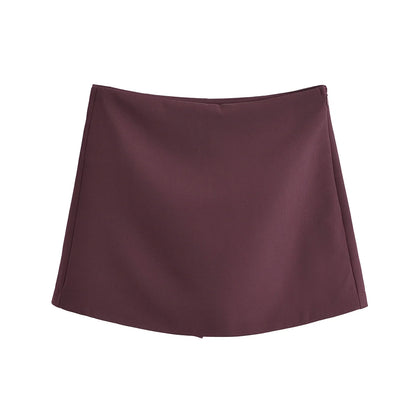 TFMLN New Spring Women Solid Skort Fashion Causal Side Zipper Mini Shorts  Skirts Vintage High Waist Streetwear Shorts Skirts