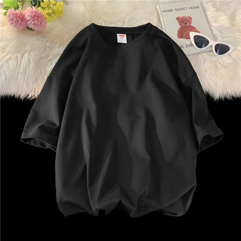 LEGIBLE Summer short sleeve T-Shirt  Women Tee Shirt  Loose Solid Basic T Shirt Women Casual O-neck Hipster Tshirt Top