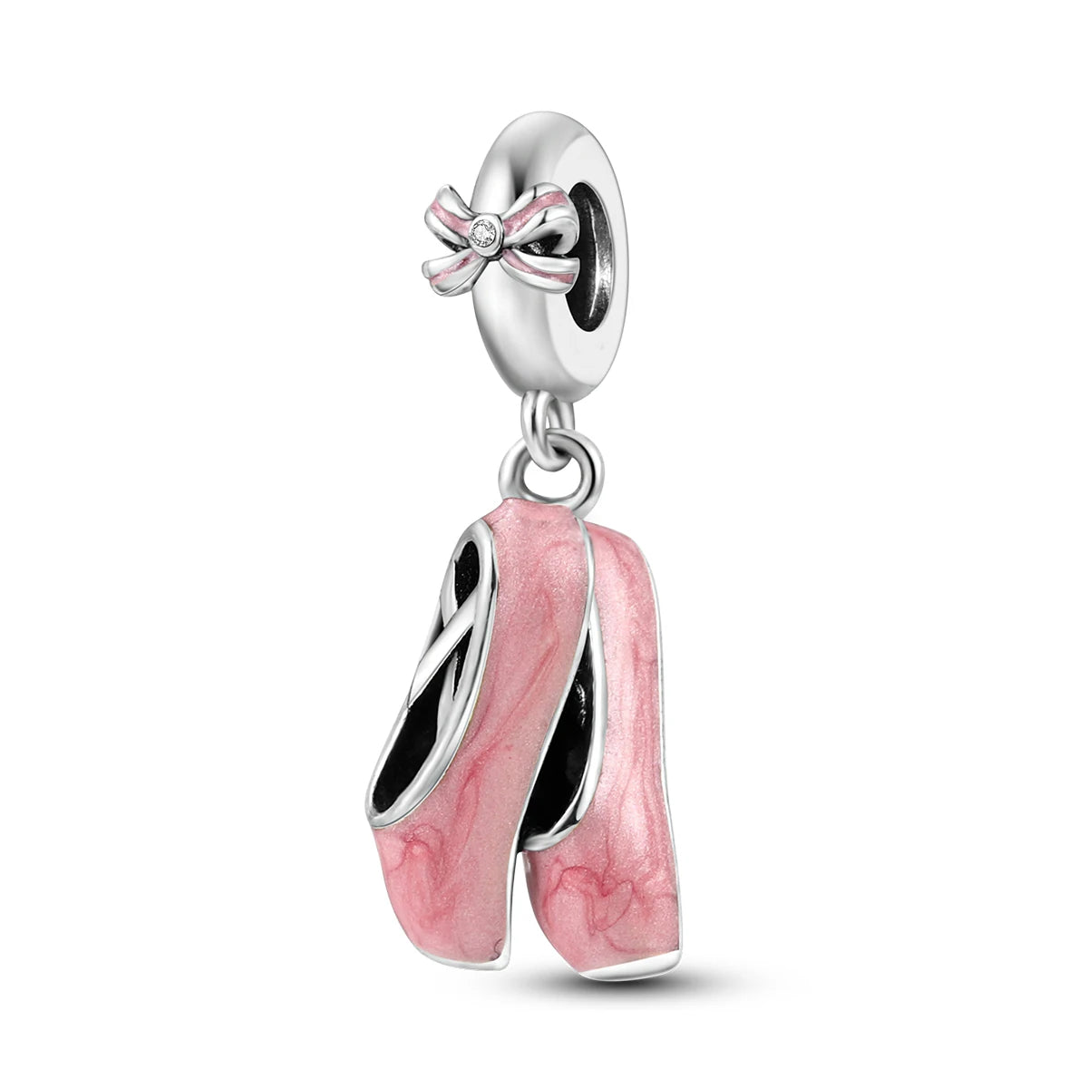 Fit Original Bracelet 925 Silver Ballet Girl Red High Heels Charms Pendants For Women Jewelry Making Gift