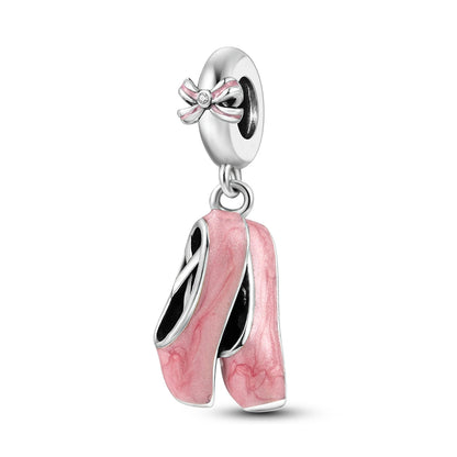 Fit Original Bracelet 925 Silver Ballet Girl Red High Heels Charms Pendants For Women Jewelry Making Gift