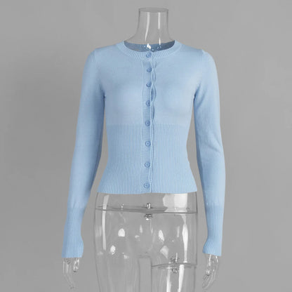Tuularose Autumn Fashion Knitwear Cardigan Top Female Ribbed Patchwork Slim Casual Cropped Inner Top Women Knit Cardigan Outwear