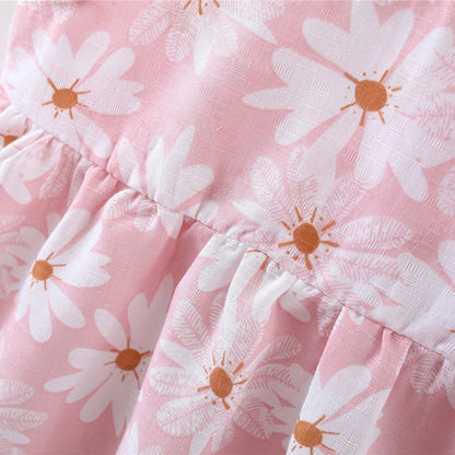 Baby Girl Dress Summer All-Over Daisy Print Spaghetti Strap Girl Dress Adorable Bow Beach Baby Dress Baby Girl Clothes