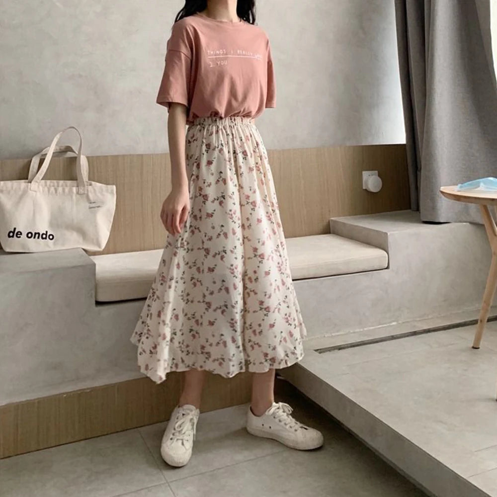 Skirt a word broken flower fairy woman super fairy sen department fairy small fresh thin temperament long skirt