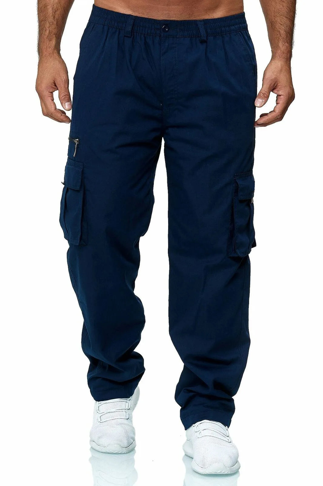 Multi-Flap Pocket Korean Men's Straight Pants, Loose Casual Outdoor Pants, Hiking And Fishing Men's Work Pants