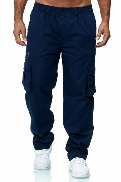 Multi-Flap Pocket Korean Men's Straight Pants, Loose Casual Outdoor Pants, Hiking And Fishing Men's Work Pants