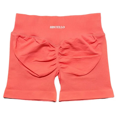 HISTELLO Sports Shorts Low Waist Seamless Scrunch Stretch Women Breathable Elastic Fitness Running Gym Yoga Workout Leggings