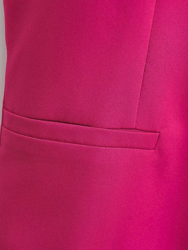 Women Fashion V Neck Sleeveless Pockets Short Vest Jacket Office Lady Single Breasted Casual Slim WaistCoat Tops CT2208