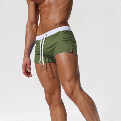Men's Swimsuit 10 Color Back Pocket Design Quick-drying Beach Men's Boxer Shorts Summer Swimming Trunks