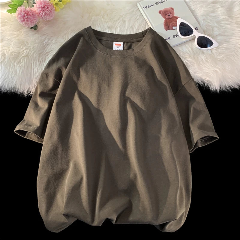 LEGIBLE Summer short sleeve T-Shirt  Women Tee Shirt  Loose Solid Basic T Shirt Women Casual O-neck Hipster Tshirt Top