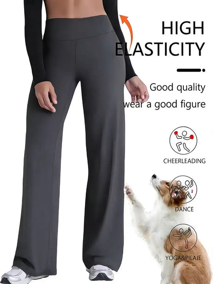 Soft Sports Straight Leg Pants Womens Mid Waist Yoga Trouser Fitness Workout Leggings Naked Feeling Pilates Running Sweatpants