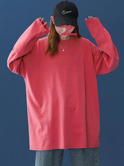 LEGIBLE 2026 Spring Autumn Long Sleeve Cotton T-Shirt Women Basic Tee Shirt Oversize T Shirt Women Casual O-neck Women tshirt