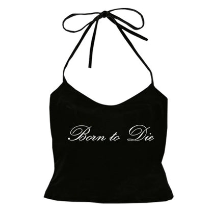 Women's Sleeveless Camisole Y2K Sexy Lace Streetwear Hip Hop Punk Rock vintage Emo Girls Chic Letter Print Gothic Slim baby Tops