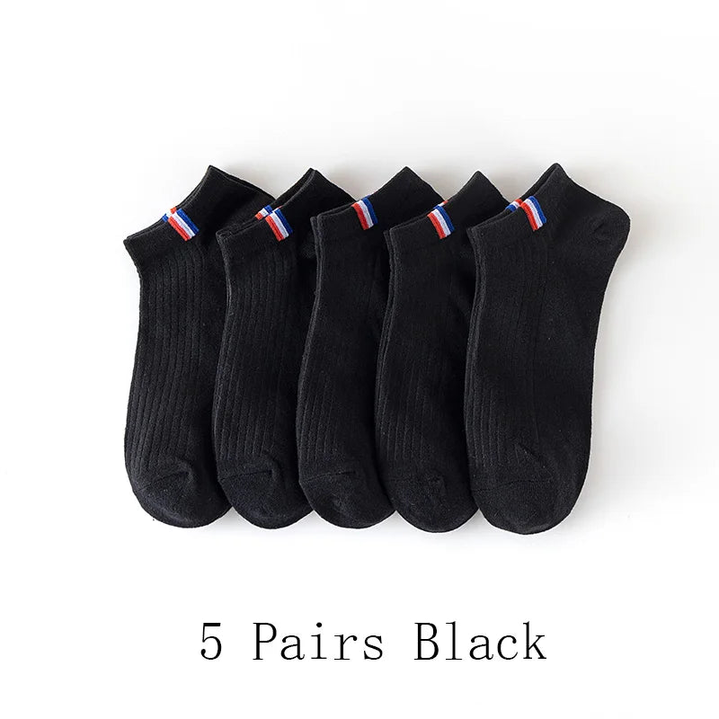5/10/20 Pairs Of Thin Summer Blending Boat Socks Plain Color Mens Casual Socks Breathable Sweat Absorbing Calibration Socks