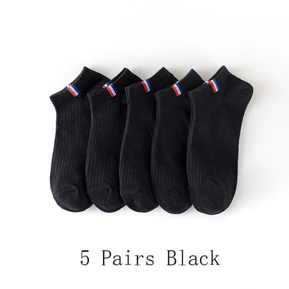 5/10/20 Pairs Of Thin Summer Blending Boat Socks Plain Color Mens Casual Socks Breathable Sweat Absorbing Calibration Socks