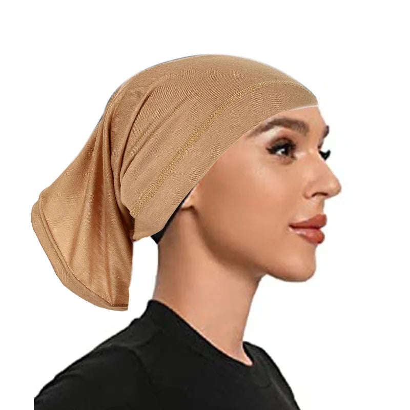 BOHOWAII Muslim Inner Under Hijab Cap Ramadan African Hat Malaysian Modal Cotton Instant Bonnet Femme Musulman Headband