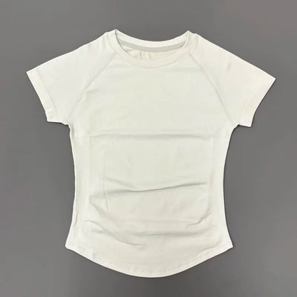 HISTELLO Sports Short Sleeve Top Women Gym Yoga Top Workout Clothes Sports T Shirt Fitness Activewear Running Tight Tops